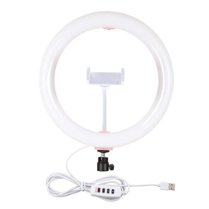 26Cm Usb 3 Modes Dimmable Dual Colour Temperature Led Curved Diffuse Light Ring Vlogging Selfie Photography Video Lights With Phone Clamp