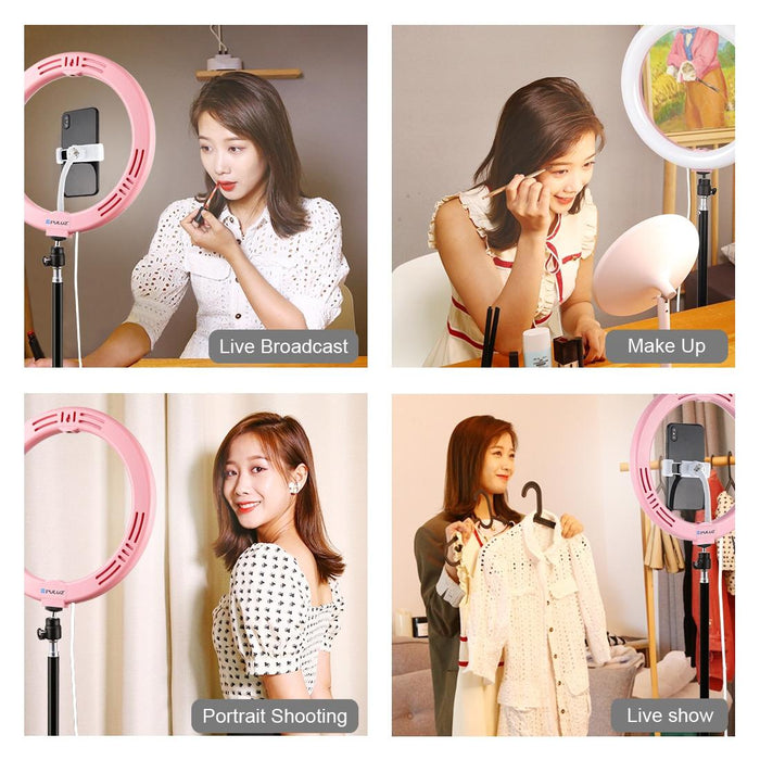 26Cm Usb 3 Modes Dimmable Dual Colour Temperature Led Curved Diffuse Light Ring Vlogging Selfie Photography Video Lights With Phone Clamp