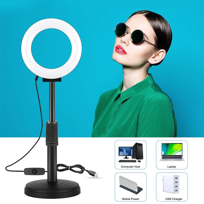 4.7 Inch 12Cm Curved Surface Usb White Light Led Ring Selfie Beauty Vlogging Photography Video Lights Black