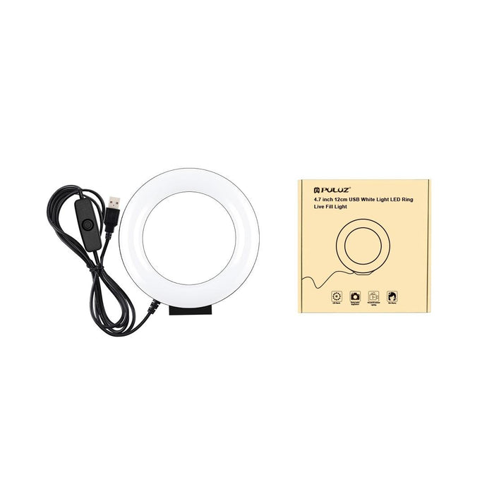 4.7 Inch 12Cm Curved Surface Usb White Light Led Ring Selfie Beauty Vlogging Photography Video Lights Black