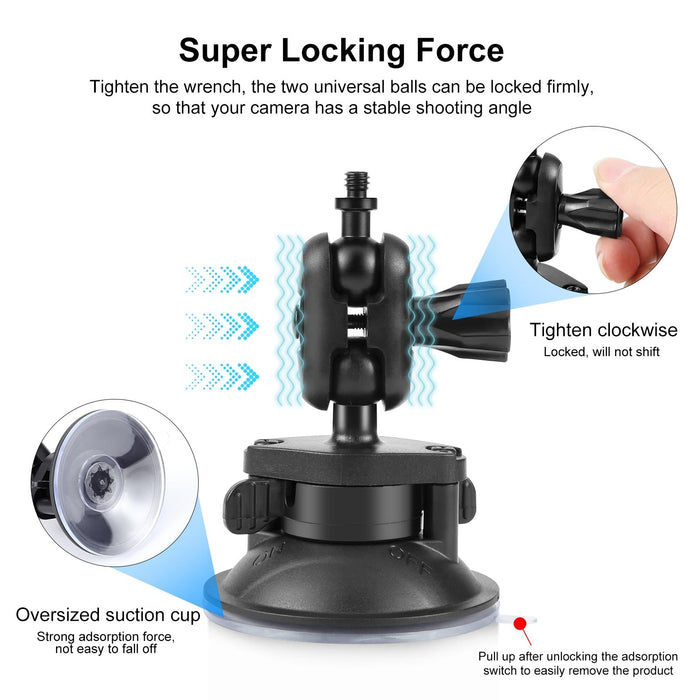 1 / 4 Inch Magic Arm Suction Cup Mount Black