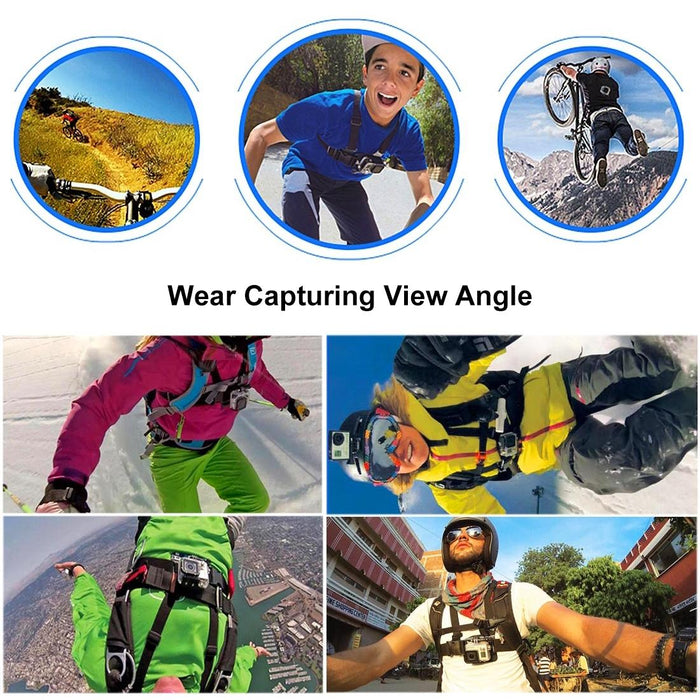 5 in 1 Adjustable Body Mount Belt Chest Strap with Phone Clamp  J Hook Mount  and Long Screw Kit