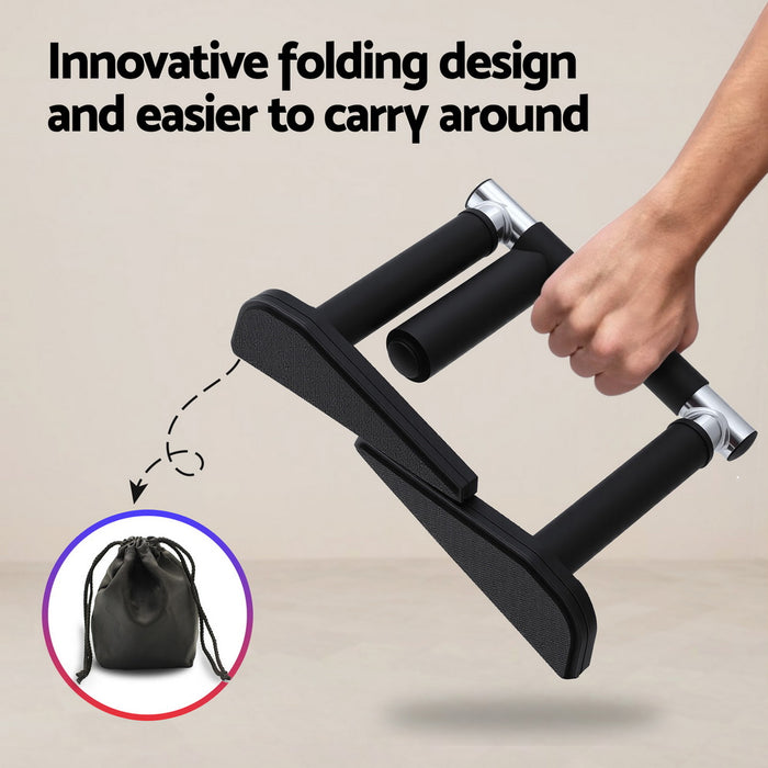 2pcs/Set Pull Up Bar Portable Foldable Dip Station Multi Gym 120Kg Home Power Station Black