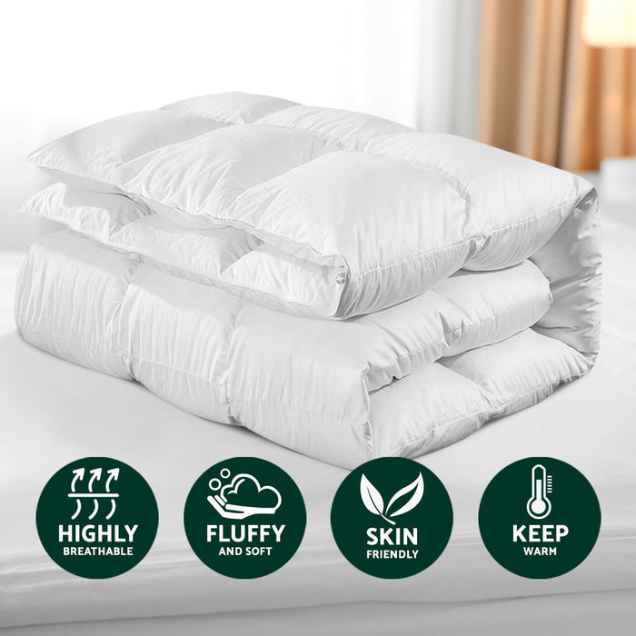 800Gsm Goose Down Feather Quilt Winter Blanket Duvet Comforter Single