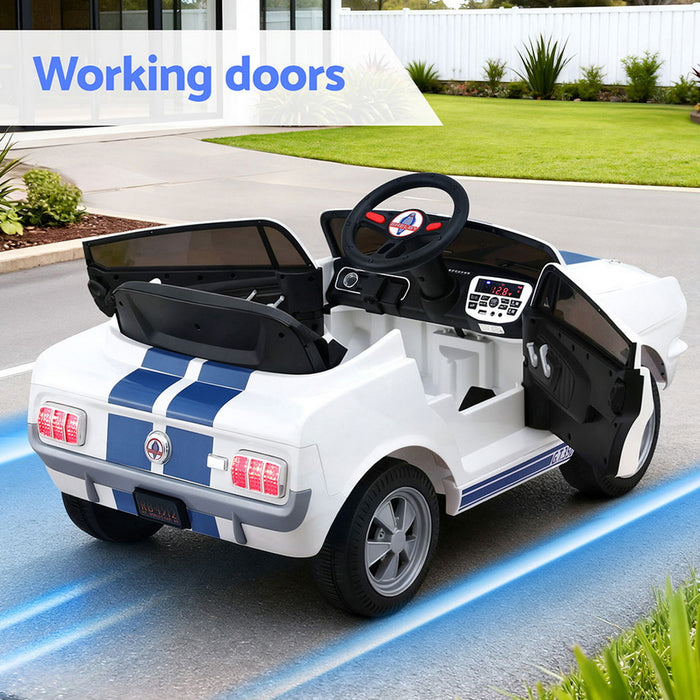 Kids Electric Ride On Car Licensed Gt350 Outdoor Toys Cars Music Remote White