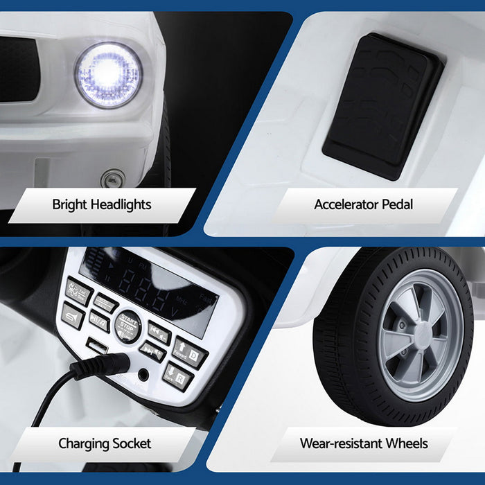 Kids Electric Ride On Car Licensed Gt350 Outdoor Toys Cars Music Remote White