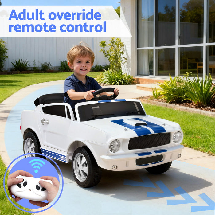 Kids Electric Ride On Car Licensed Gt350 Outdoor Toys Cars Music Remote White