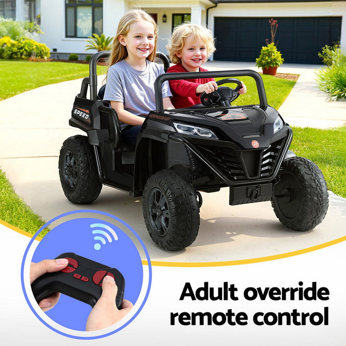 Kids Ride On Car Electric Toys Cars Headlight Music Remote Control Black
