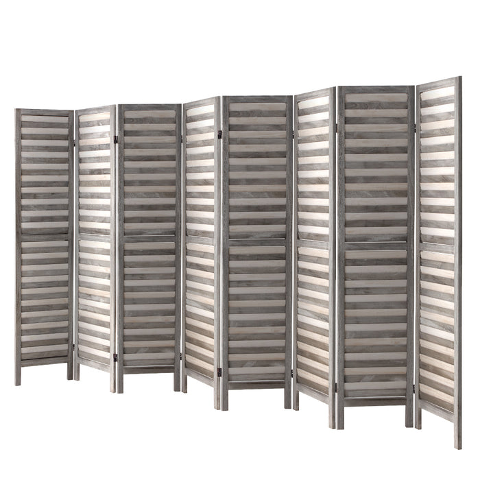 8 Panel Room Divider Screen 326X170Cm Louver Grey