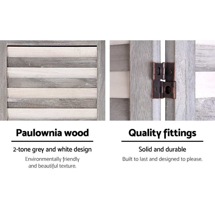 8 Panel Room Divider Screen 326X170Cm Louver Grey