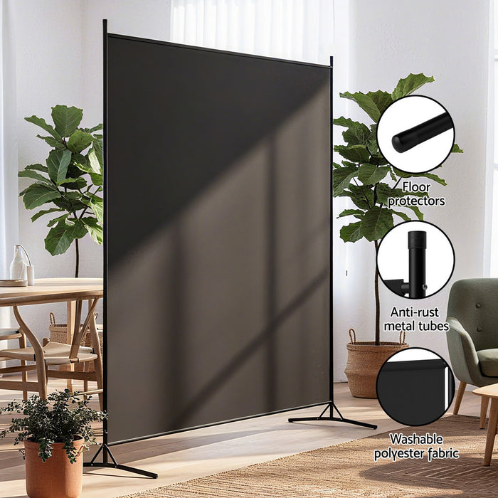 Room Divider Screen 175X180Cm Fabric Black