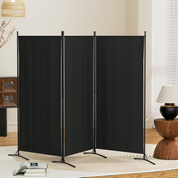 3 Panel Room Divider Screen 260X180cm Fabric Black
