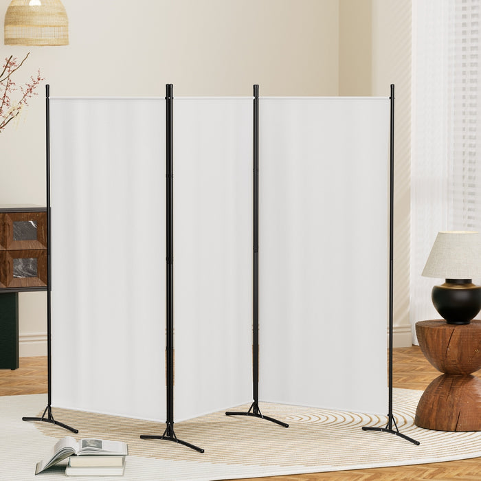 3 Panel Room Divider Screen 260X180cm Fabric White