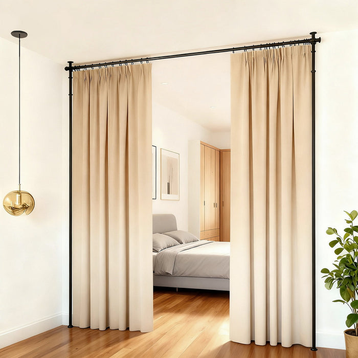 Room Divider Curtain Rod Extendable Black