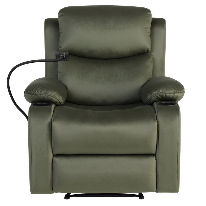 Recliner Chair Heated Massage Chair With Phone Holder Velvet