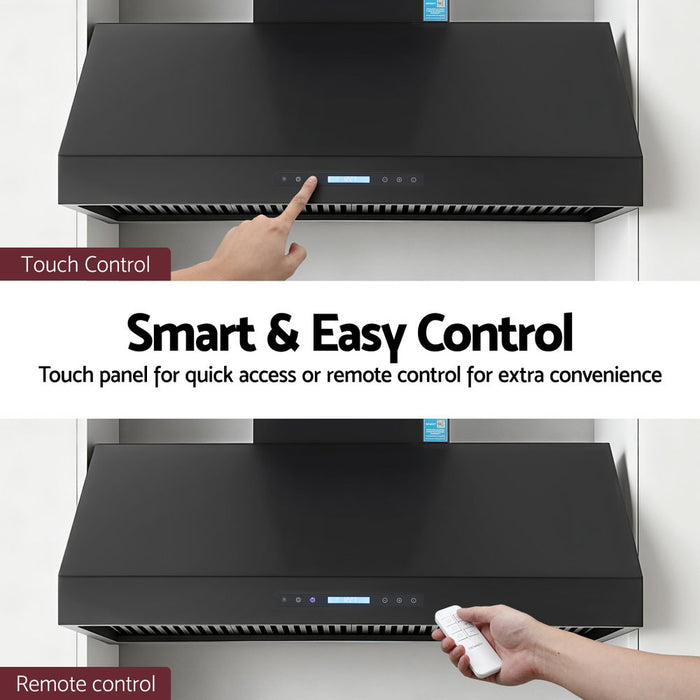 1200Mm Commercial Bbq Range Hood Dual Motor W/ Remote Control Black