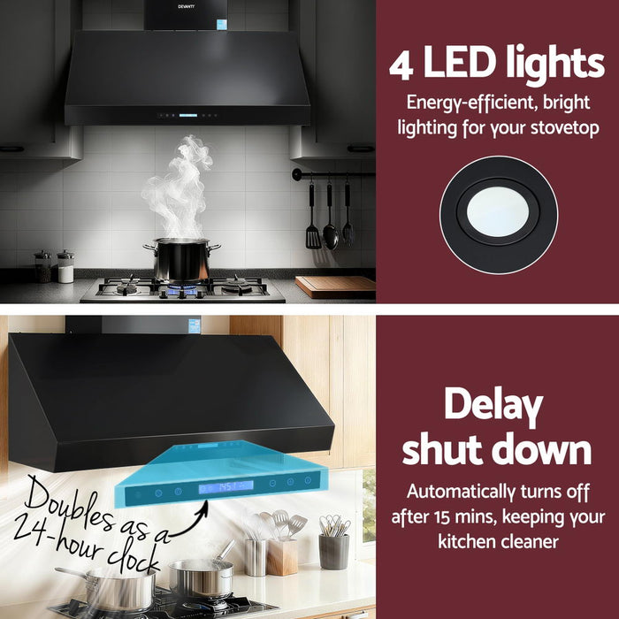 1200Mm Commercial Bbq Range Hood Dual Motor W/ Remote Control Black