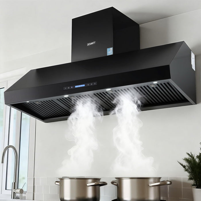 1500Mm Commercial Bbq Range Hood Dual Motor W/ Remote Control Black
