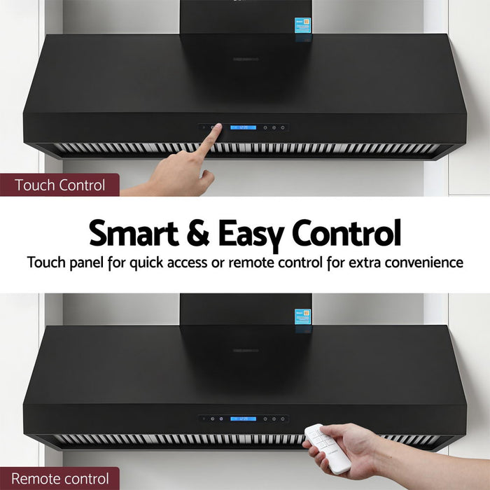 1500Mm Commercial Bbq Range Hood Dual Motor W/ Remote Control Black