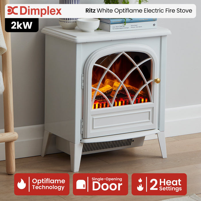 2Kw Ritz White Optiflame Portable Electric Fire Stove