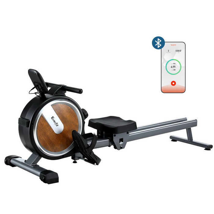 16 Level Magnetic Rowing Machine For Home With App Connect Walnut