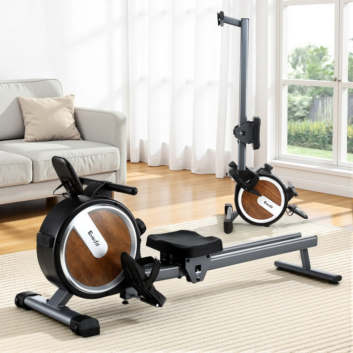 16 Level Magnetic Rowing Machine For Home With App Connect Walnut