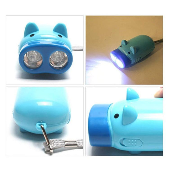 3-Piece Cartoon Pig Flashlight Set Hand Press Led Strap Random Colour