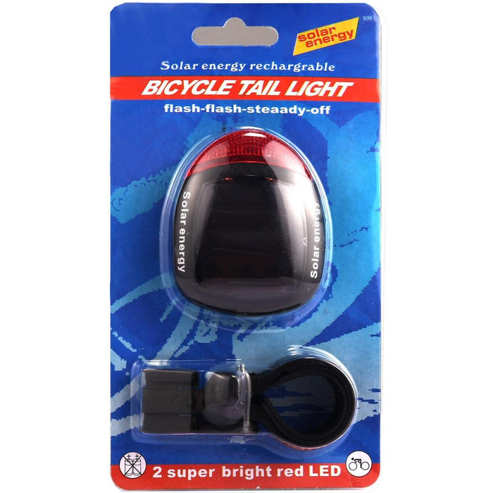 2 Red Led Solar Rechargeable Bike Tail Light 4 Flash Modes