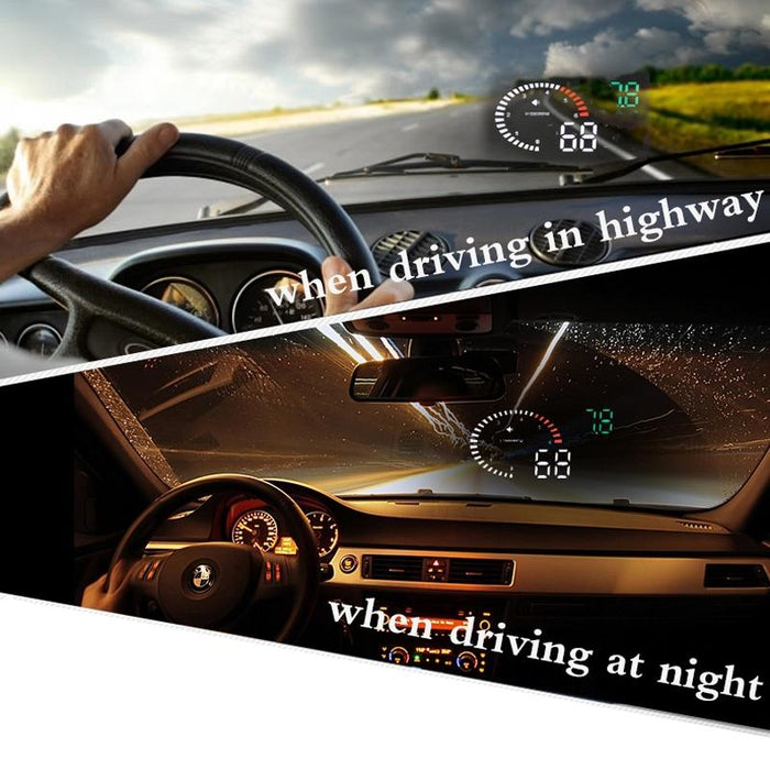 3.5 Inch Car Obdii / Euobd Hud Vehicle Mounted Head Up Display Speed Water Temp Alarm Fuel Battery