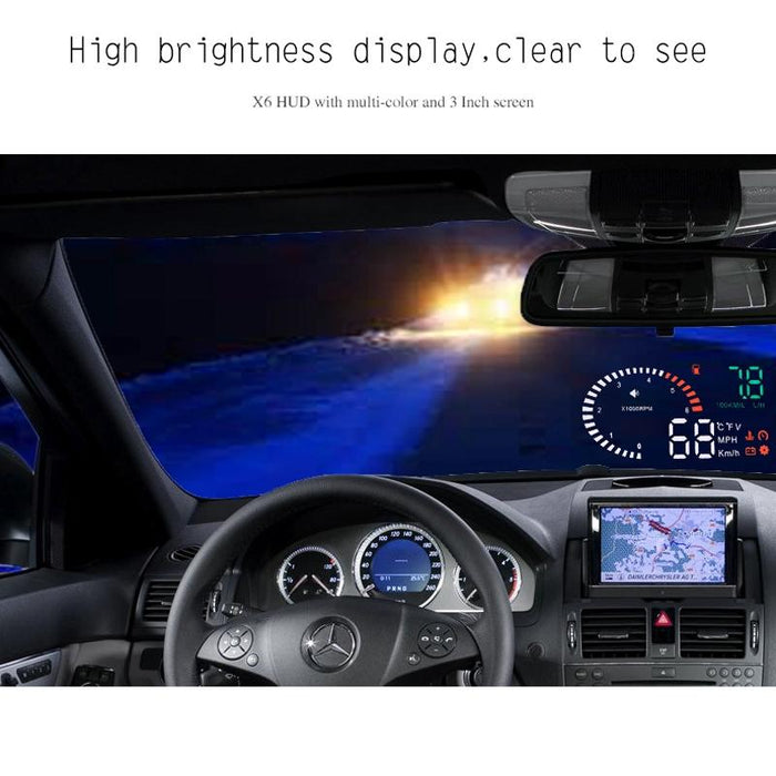 3.5 Inch Car Obdii / Euobd Hud Vehicle Mounted Head Up Display Speed Water Temp Alarm Fuel Battery