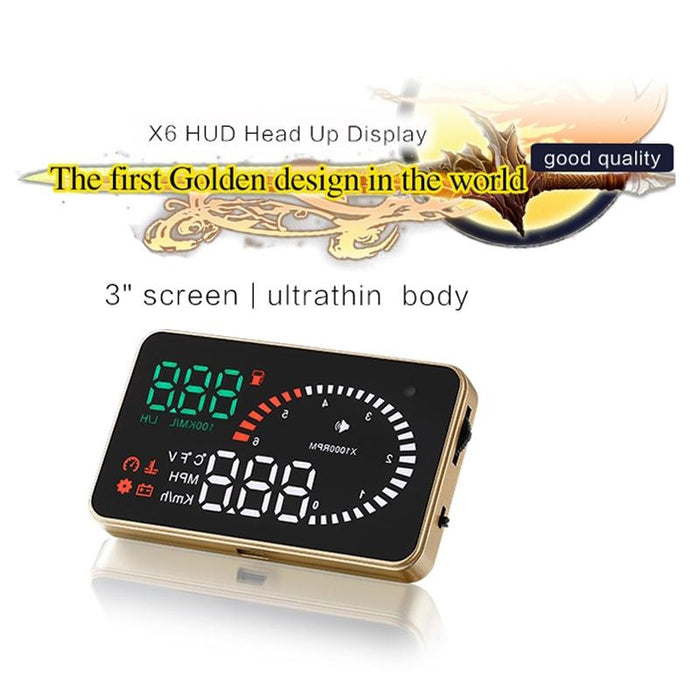 3.5 Inch Car Obdii / Euobd Hud Vehicle Mounted Head Up Display Speed Water Temp Alarm Fuel Battery