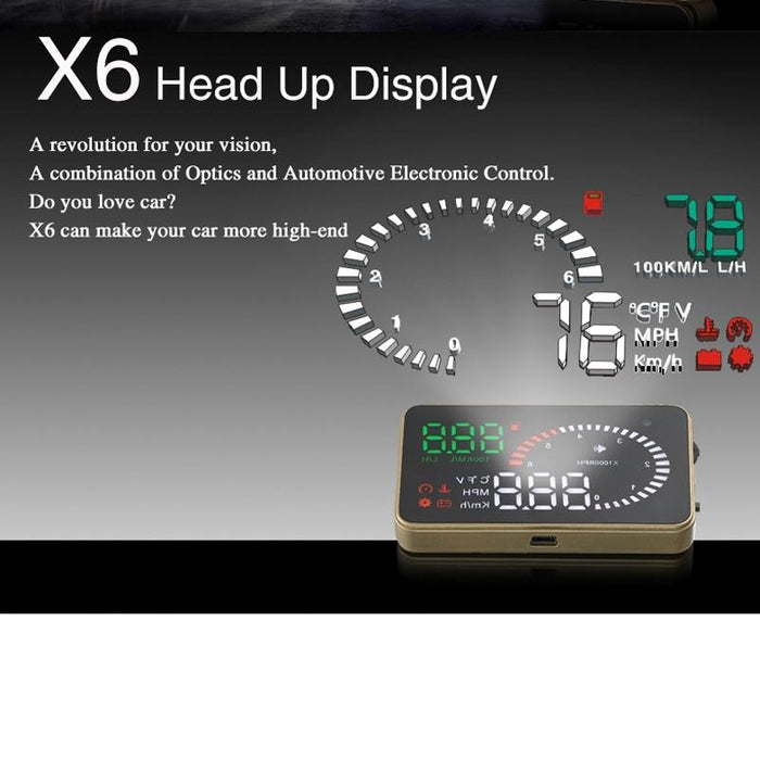 3.5 Inch Car Obdii / Euobd Hud Vehicle Mounted Head Up Display Speed Water Temp Alarm Fuel Battery