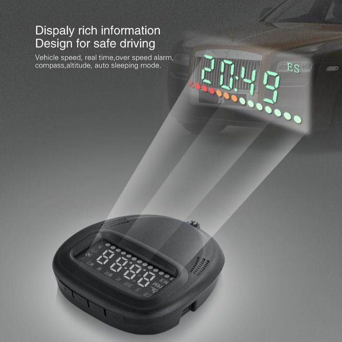 2.0 Inch Car Gps Hud Head Up Display Speed Altitude & Alarm Auto Sleep Satellite Signal