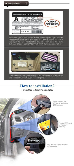 Car Obdii Hud Warning System 5.5 Inch Display Fuel Consumption Speed Alarm Water Temp Fault Diagnosis