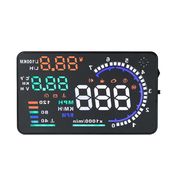 Car Obdii Hud Warning System 5.5 Inch Display Fuel Consumption Speed Alarm Water Temp Fault Diagnosis