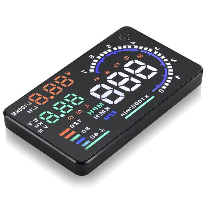 Car Obdii Hud Warning System 5.5 Inch Display Fuel Consumption Speed Alarm Water Temp Fault Diagnosis