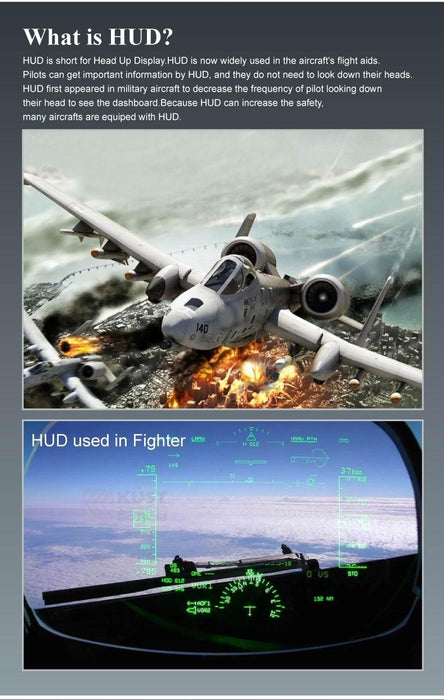 Car Obdii Hud Warning System 5.5 Inch Display Fuel Consumption Speed Alarm Water Temp Fault Diagnosis