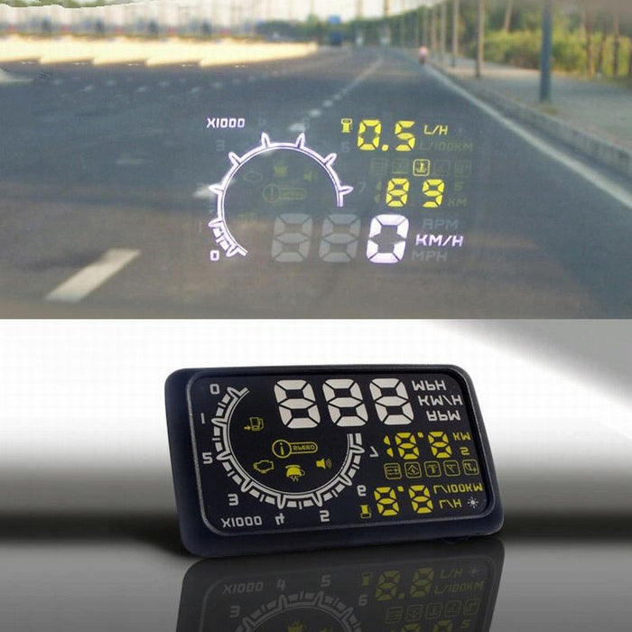 5.5 Inch Car Obdii Hud Fuel Consumption Warning System With Led