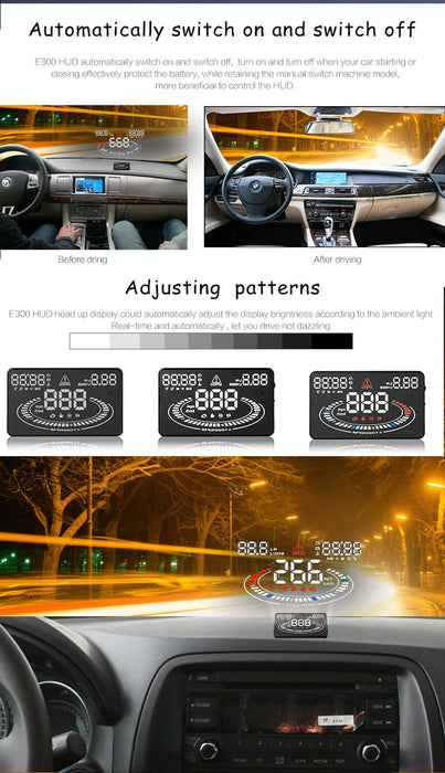 5.5 Inch Car Obdii / Euobd Hud Display Speed Fuel Alarm Black