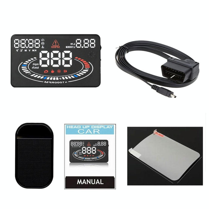 5.5 Inch Car Obdii / Euobd Hud Display Speed Fuel Alarm Black