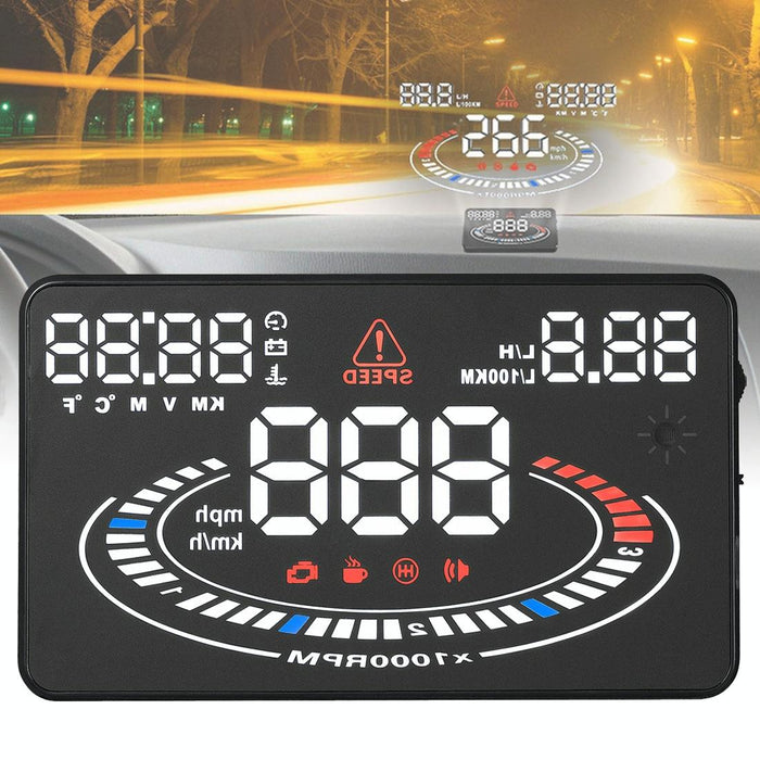 5.5 Inch Car Obdii / Euobd Hud Display Speed Fuel Alarm Black