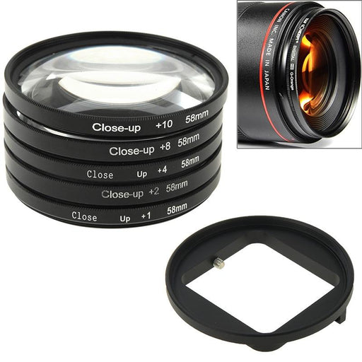 6 In 1 58mm Close Up Lens Filter Macro Adapter Ring