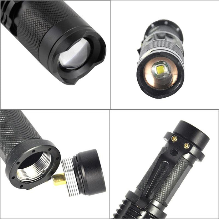 5-Mode 2200 Lm Mini Telescopic Led Flashlight Black