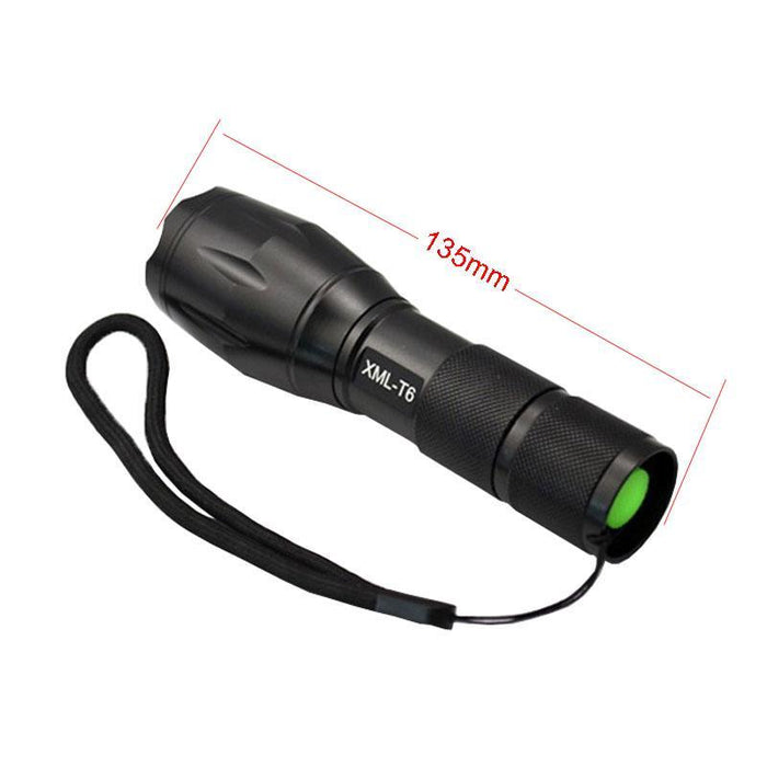 1800 Lm Led Flashlight 5 Modes Black