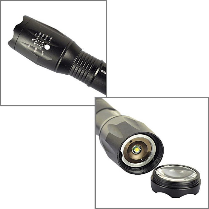 1800 Lm Led Flashlight 5 Modes Black