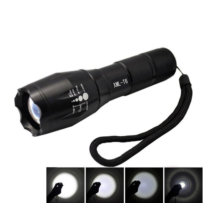 1800 Lm Led Flashlight 5 Modes Black