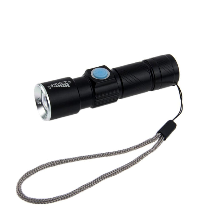 Retractable Led Flashlight With Lanyard 3 Modes