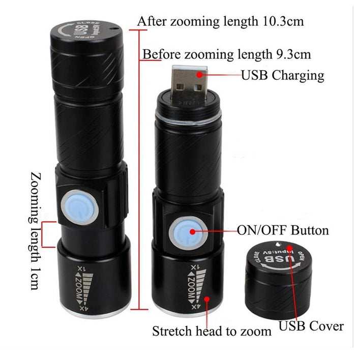 Retractable Led Flashlight With Lanyard 3 Modes