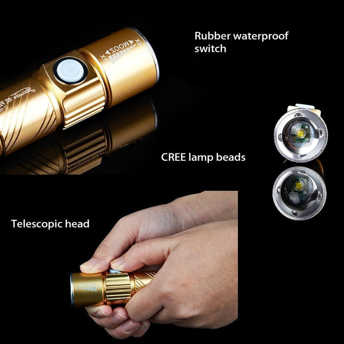 Retractable Led Flashlight With Lanyard 3 Modes