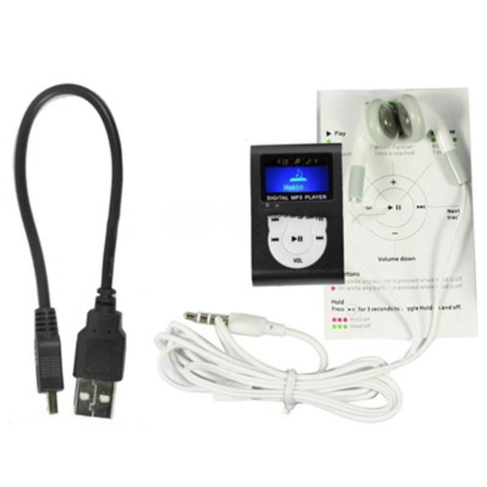Lcd Mp3 Player With Tf / Micro Sd Slot & Metal Clip